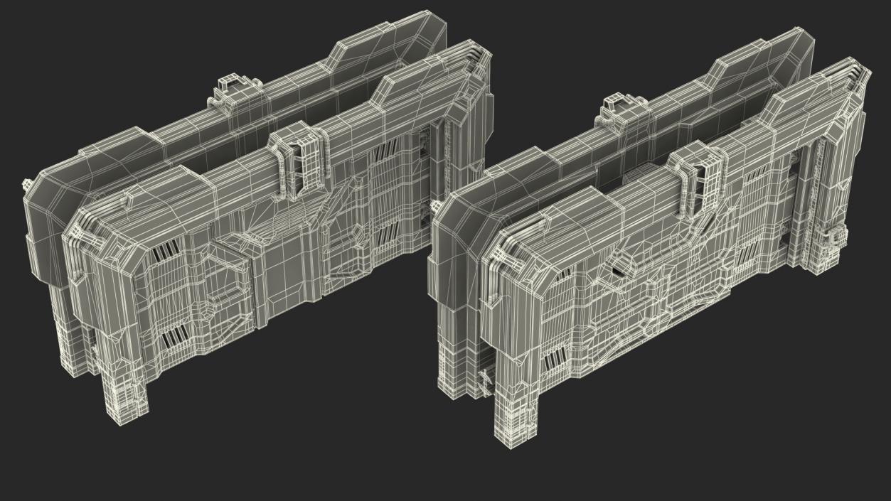 Sci Fi Reinforced Sliding Gate Rigged 3D