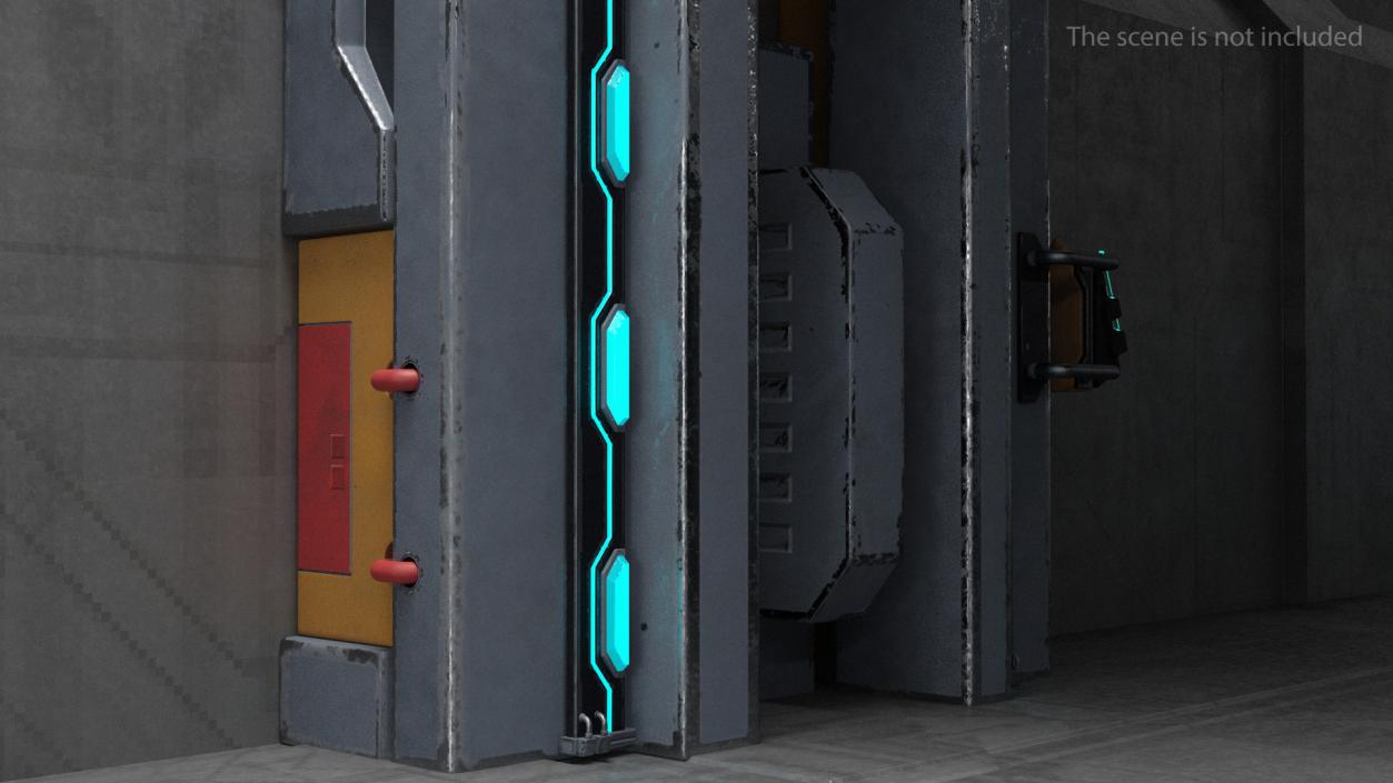 Sci Fi Reinforced Sliding Gate Rigged 3D