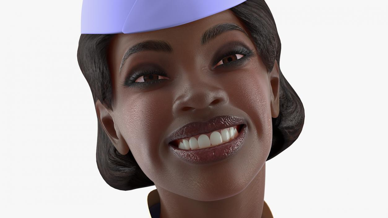 Dark Skinned Black Stewardess 3D model