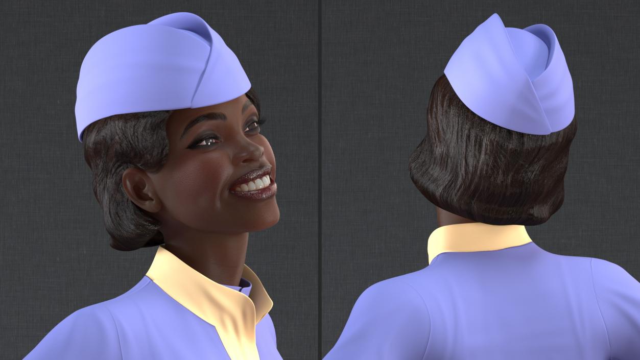 Dark Skinned Black Stewardess 3D model