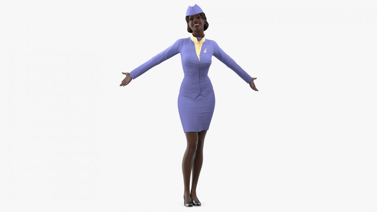 Dark Skinned Black Stewardess 3D model