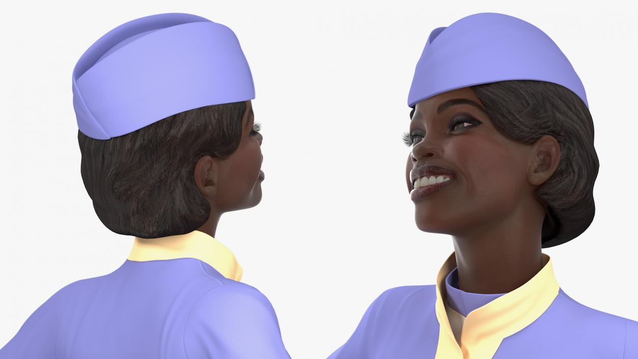 Dark Skinned Black Stewardess 3D model