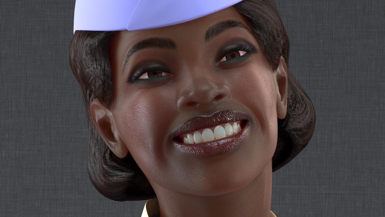 Dark Skinned Black Stewardess 3D model