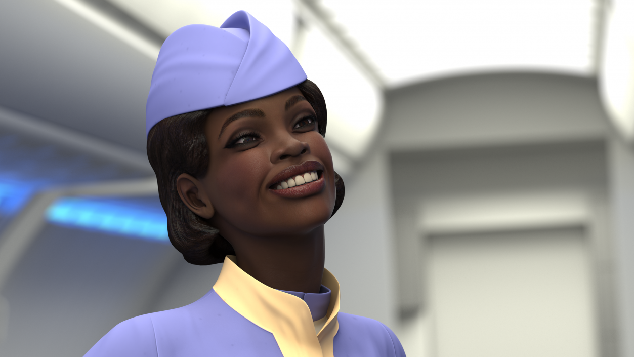 Dark Skinned Black Stewardess 3D model