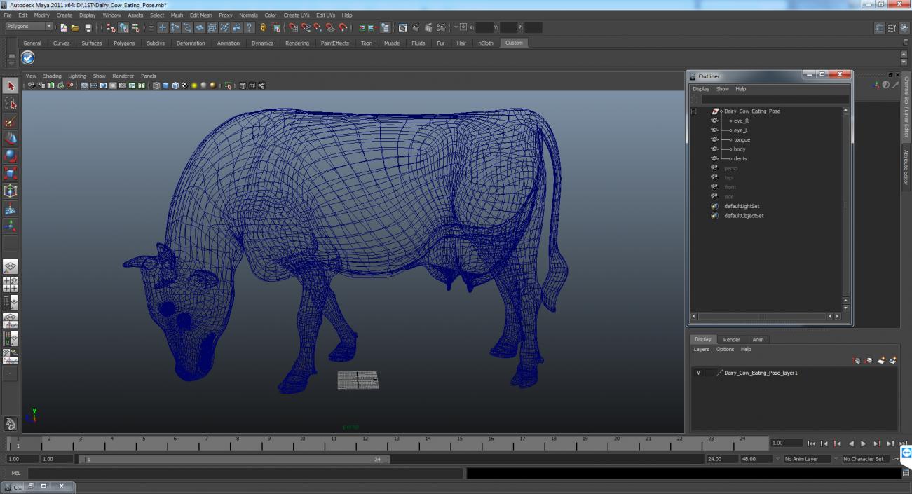 3D Dairy Cow Eating Pose