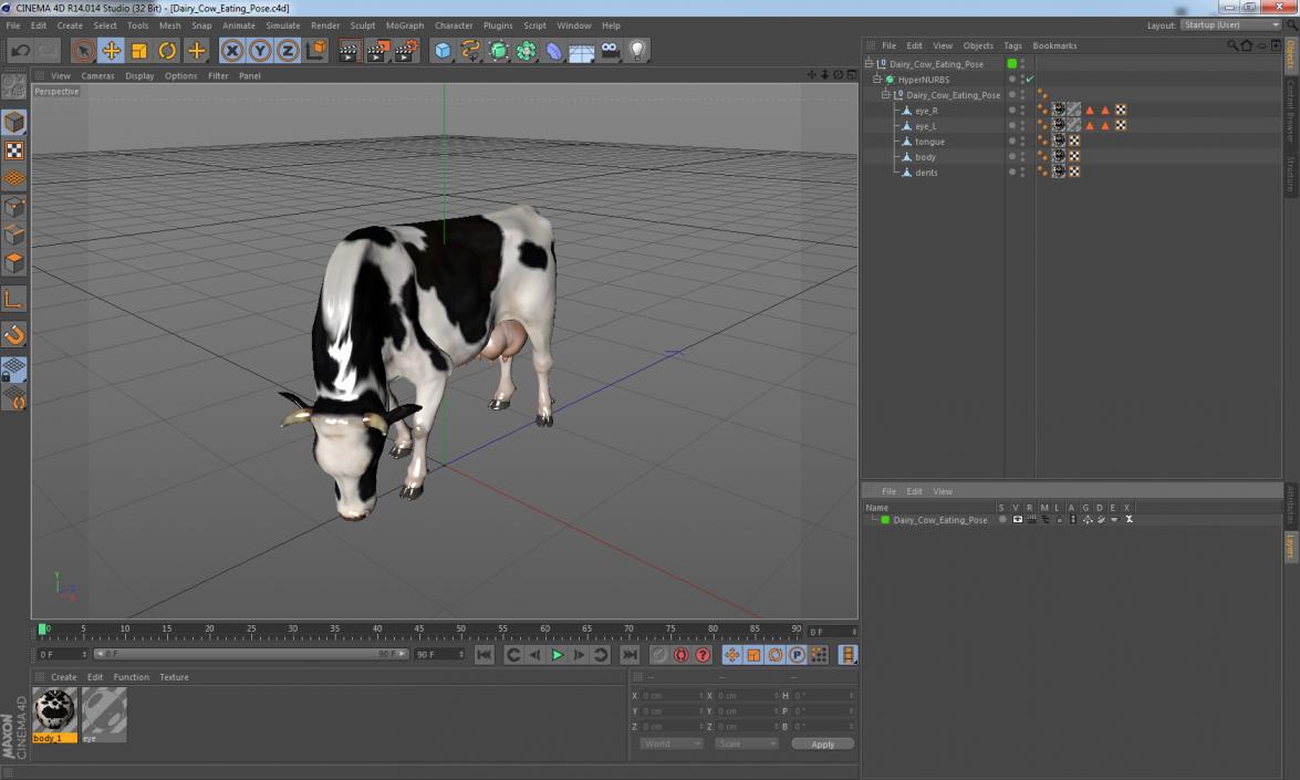 3D Dairy Cow Eating Pose