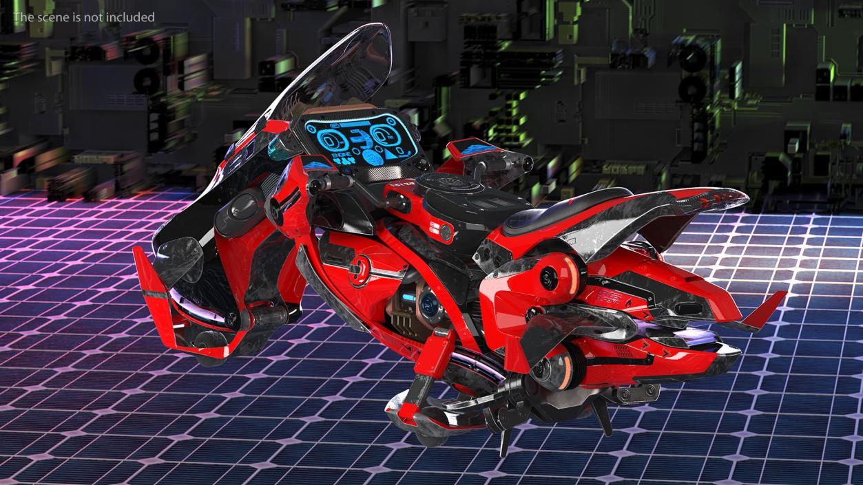 Scifi Fly Motorcycle Red 3D model