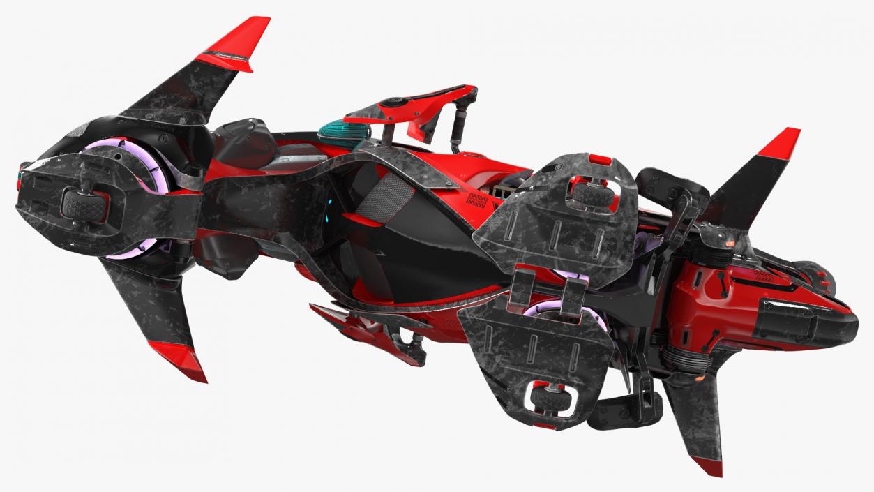 Scifi Fly Motorcycle Red 3D model