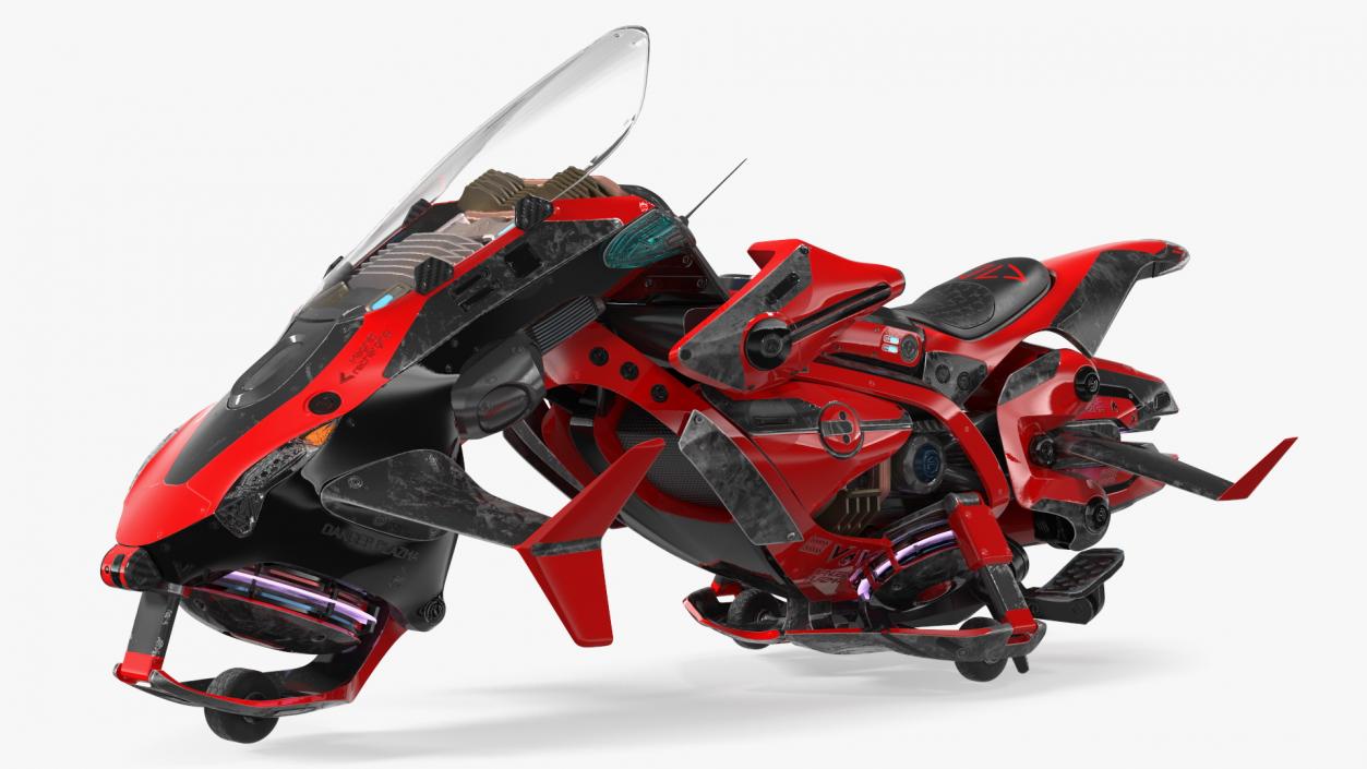 Scifi Fly Motorcycle Red 3D model