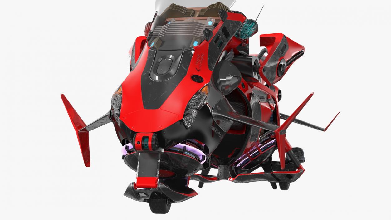 Scifi Fly Motorcycle Red 3D model