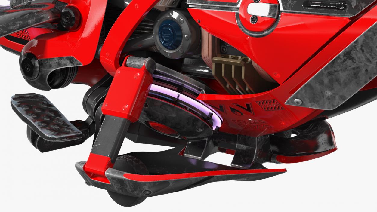 Scifi Fly Motorcycle Red 3D model