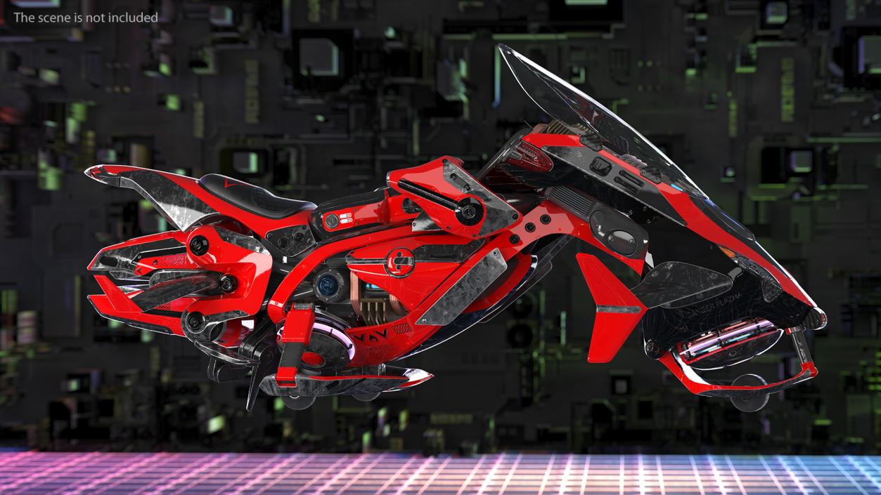 Scifi Fly Motorcycle Red 3D model