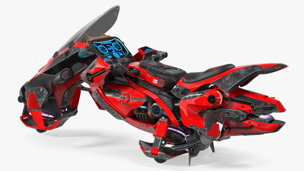 Scifi Fly Motorcycle Red 3D model