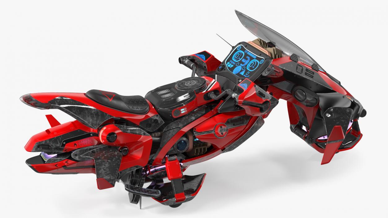 Scifi Fly Motorcycle Red 3D model