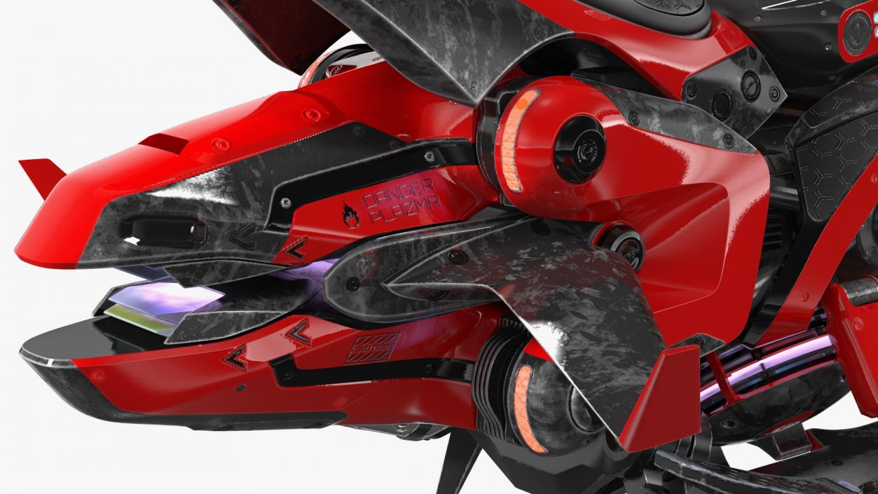 Scifi Fly Motorcycle Red 3D model