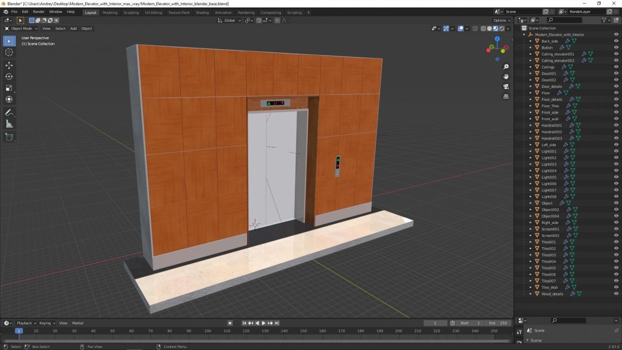 Modern Elevator with Interior 3D model