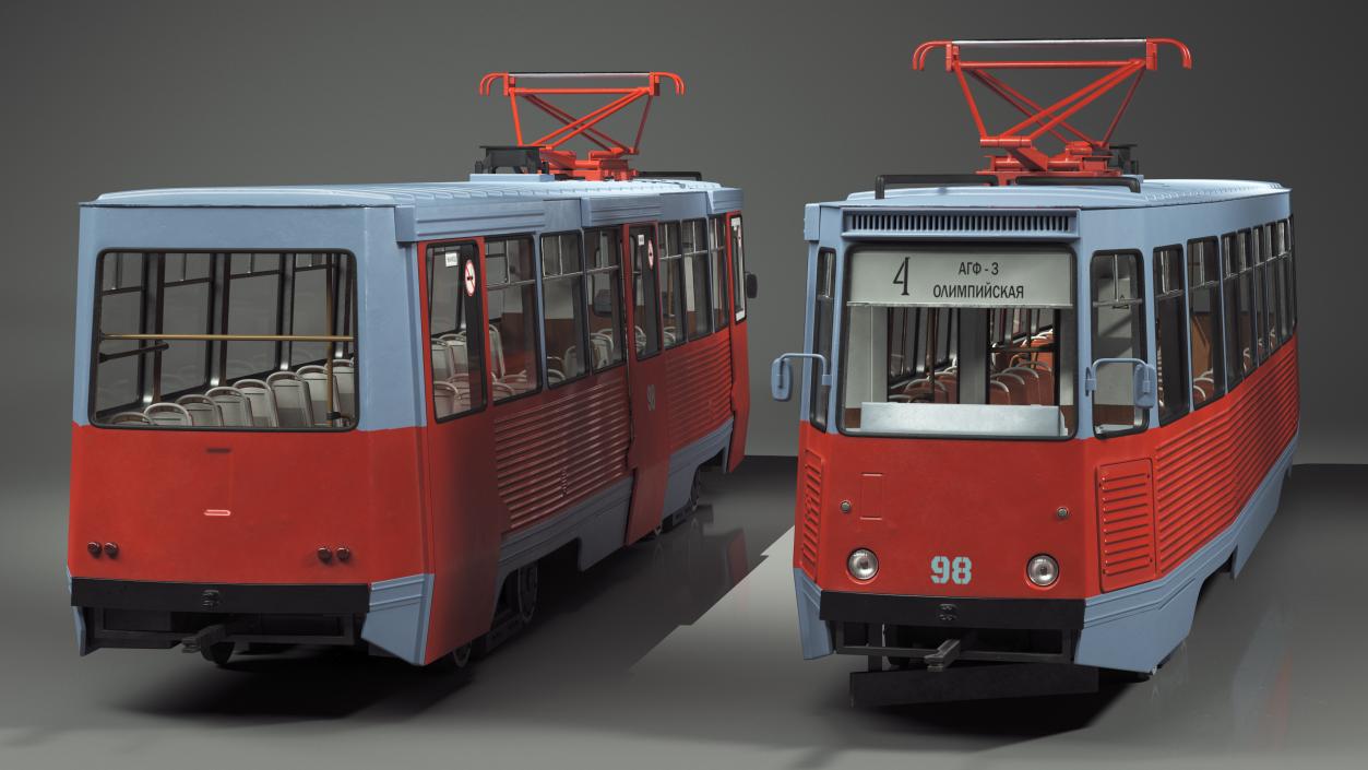 3D Soviet Tram KTM-5 New