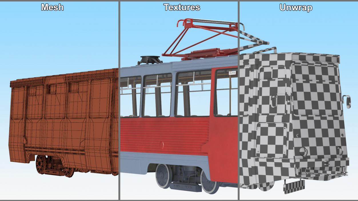 3D Soviet Tram KTM-5 New