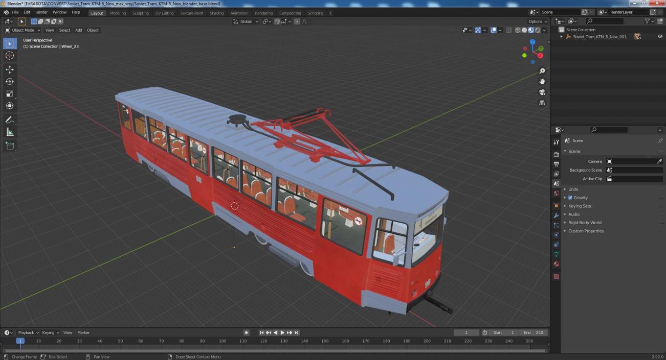 3D Soviet Tram KTM-5 New