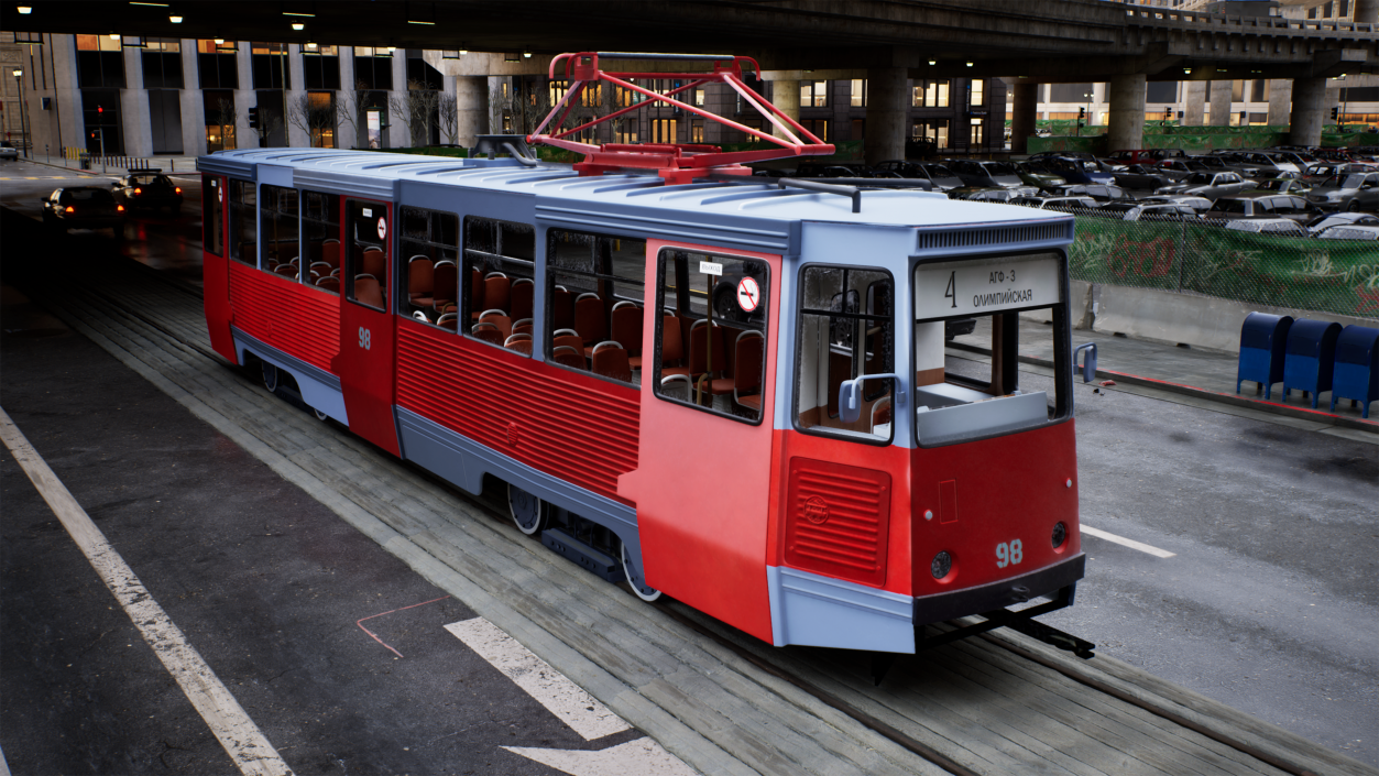 3D Soviet Tram KTM-5 New