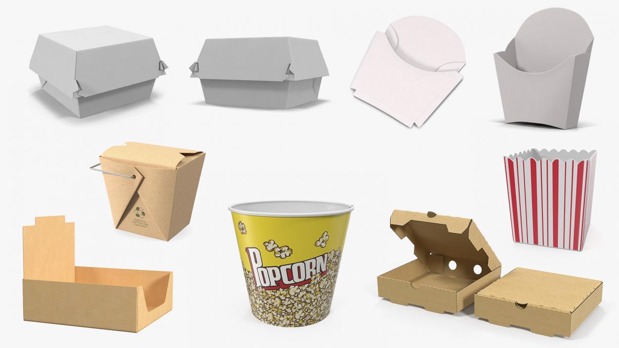 3D Fast Food Containers Collection 3 model