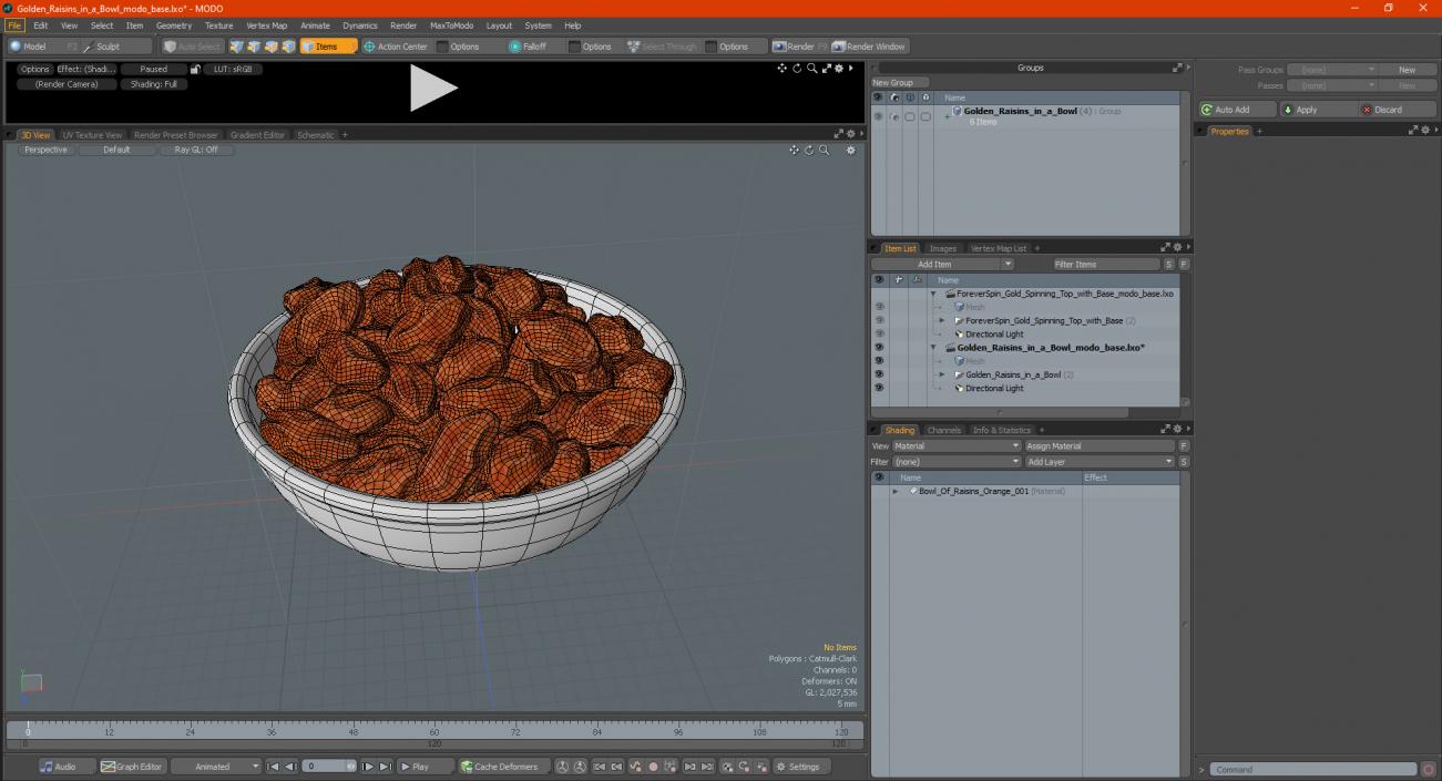 Golden Raisins in a Bowl 3D model