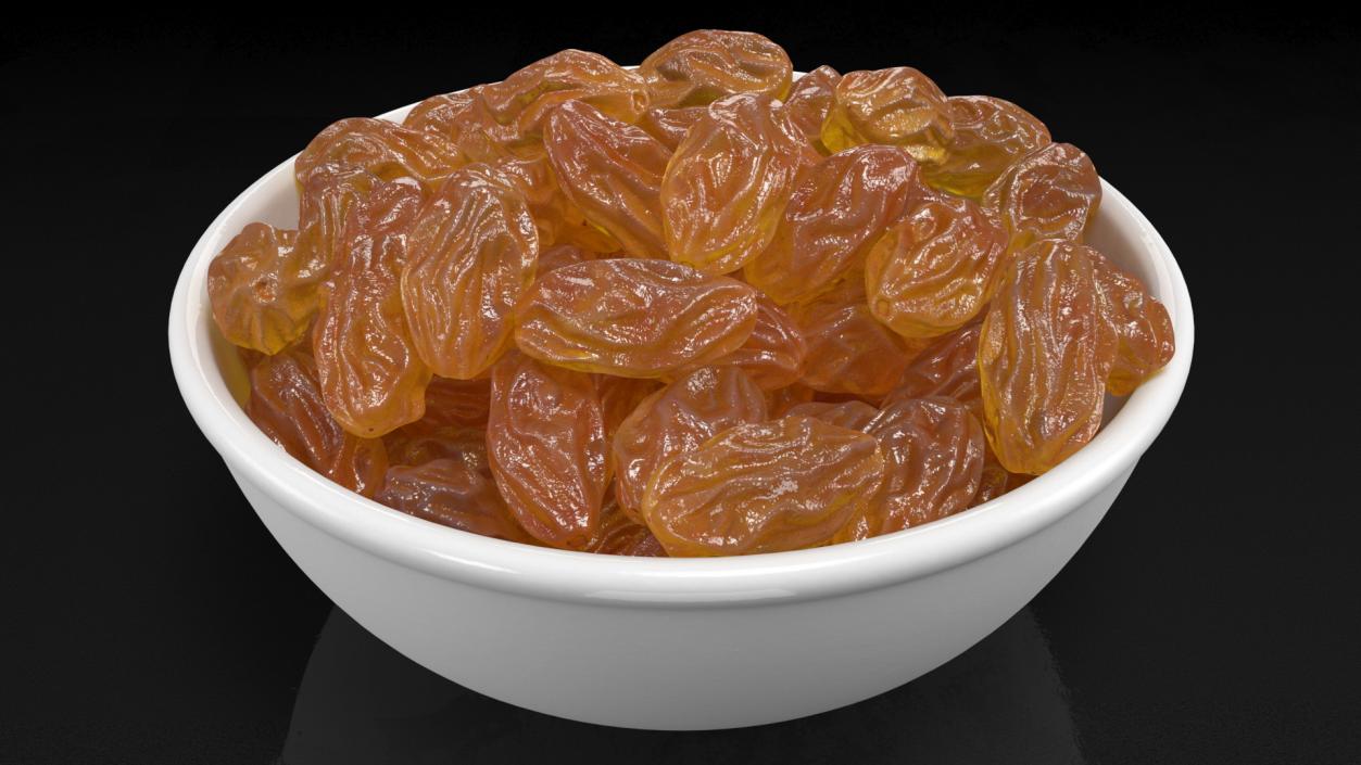 Golden Raisins in a Bowl 3D model