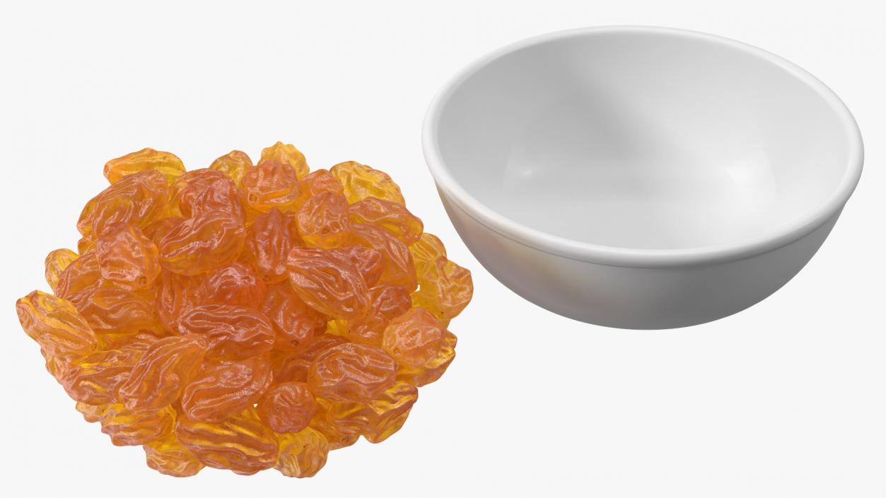 Golden Raisins in a Bowl 3D model