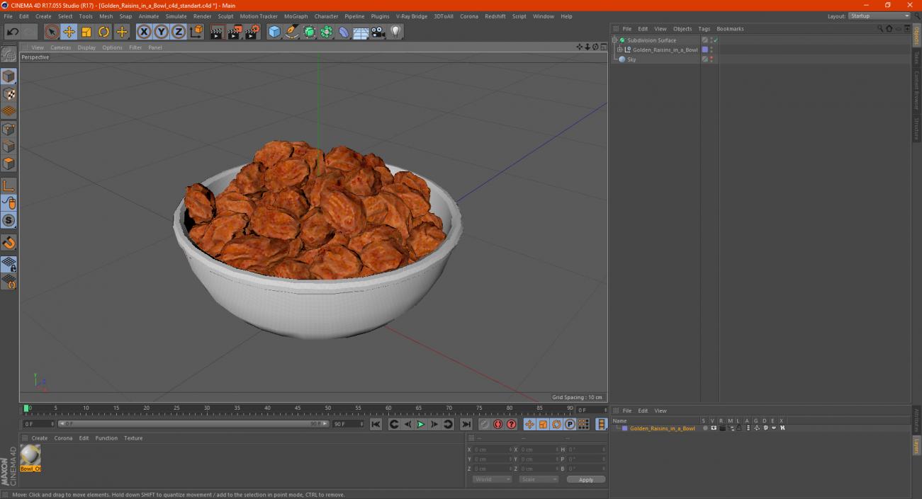 Golden Raisins in a Bowl 3D model