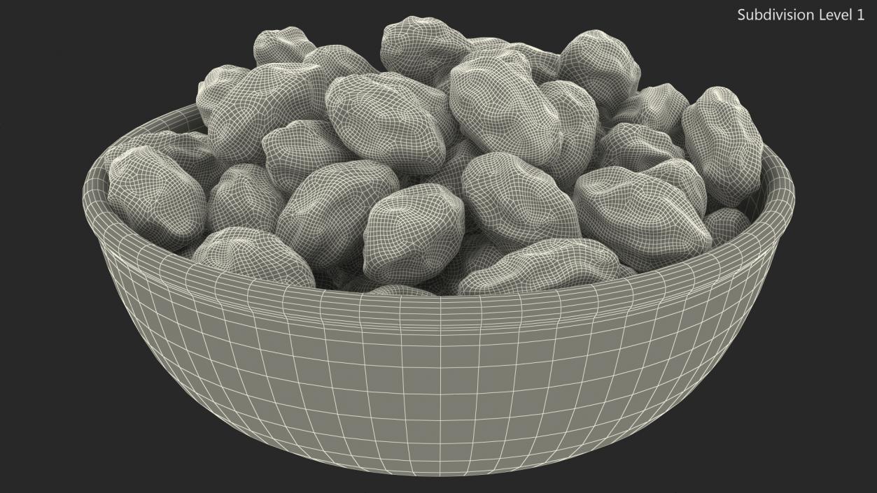 Golden Raisins in a Bowl 3D model