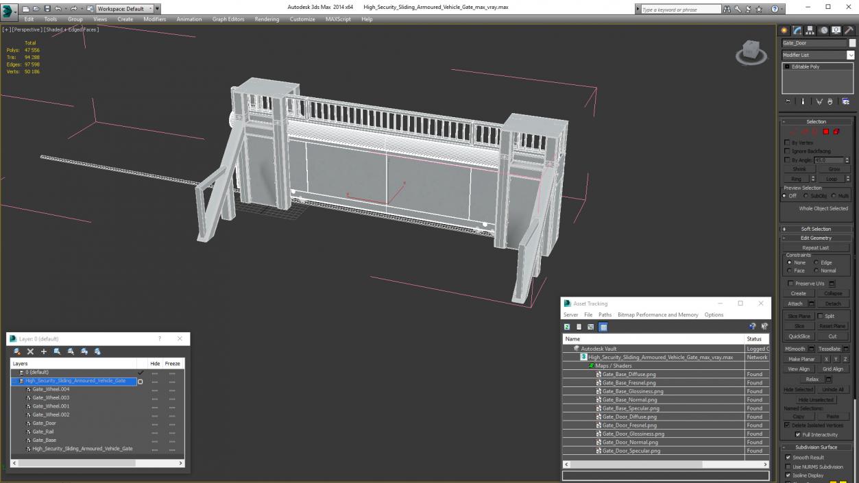 3D High Security Sliding Armoured Vehicle Gate model