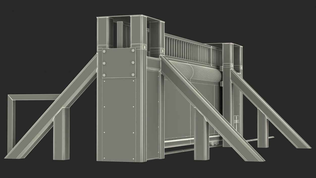 3D High Security Sliding Armoured Vehicle Gate model