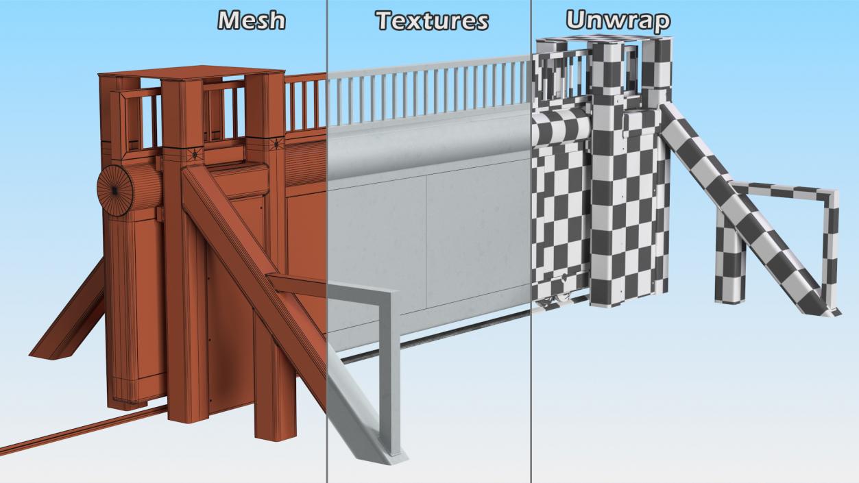 3D High Security Sliding Armoured Vehicle Gate model