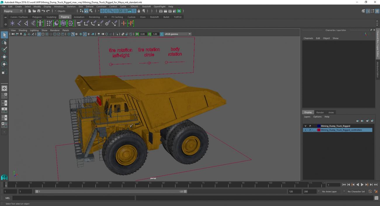 3D Mining Dump Truck Rigged for Maya model