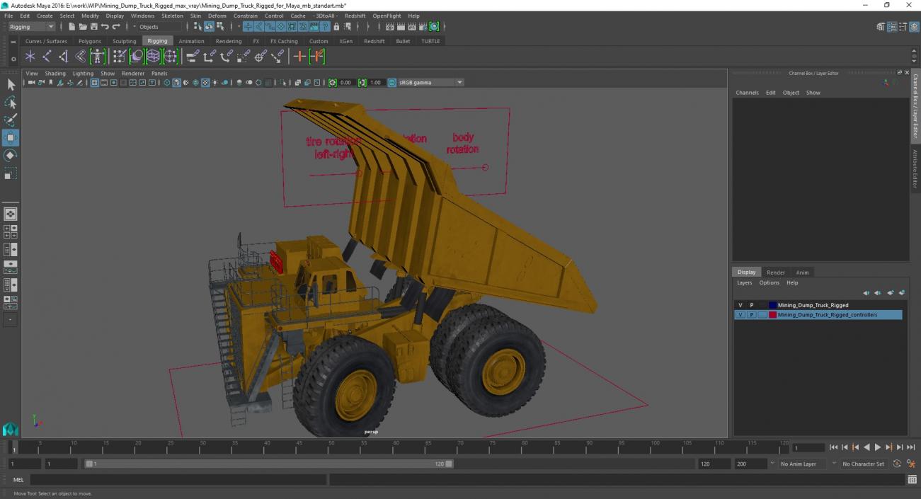 3D Mining Dump Truck Rigged for Maya model