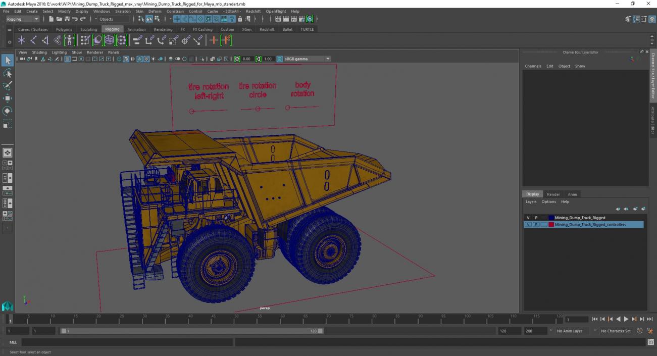 3D Mining Dump Truck Rigged for Maya model