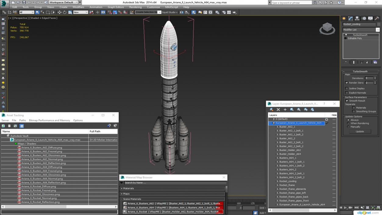 3D European Ariane 6 Launch Vehicle A64