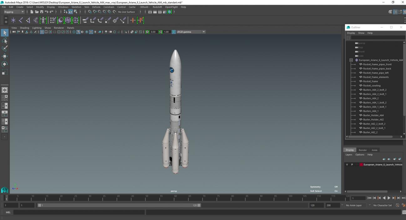 3D European Ariane 6 Launch Vehicle A64