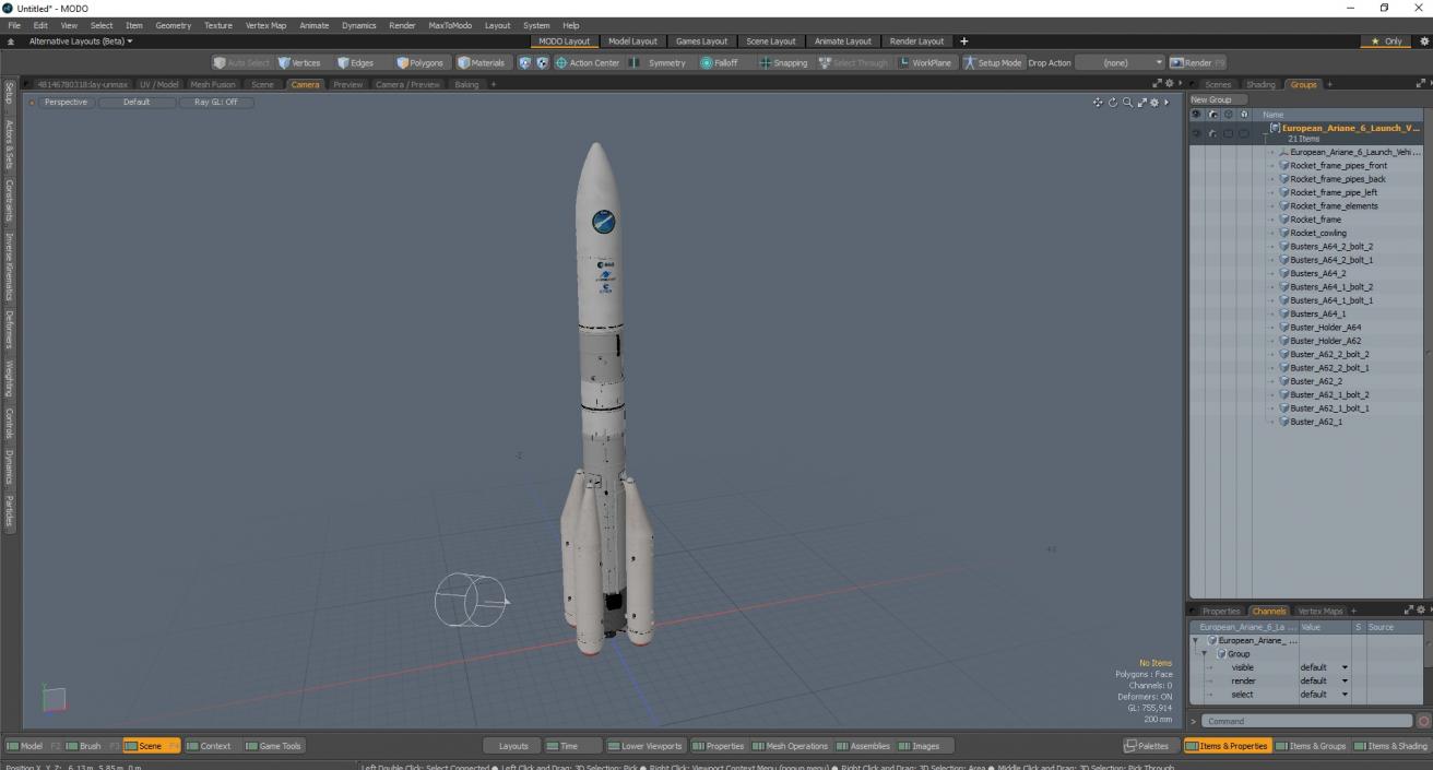 3D European Ariane 6 Launch Vehicle A64