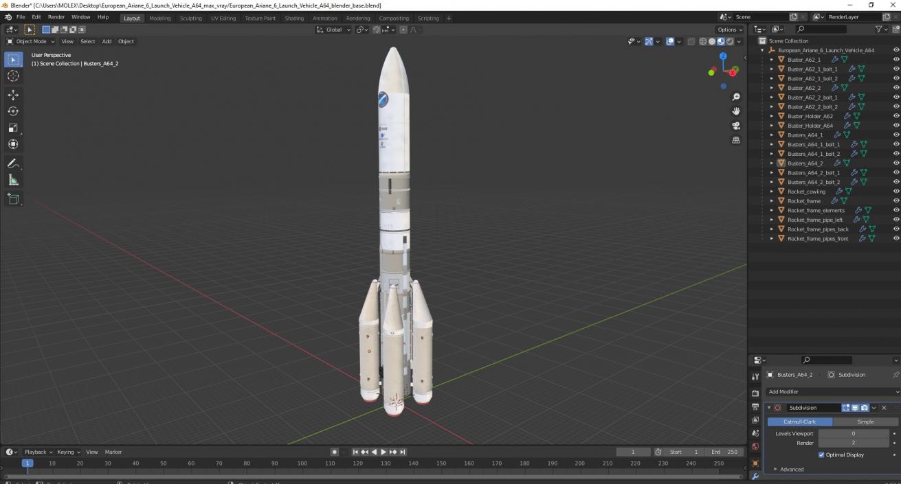 3D European Ariane 6 Launch Vehicle A64