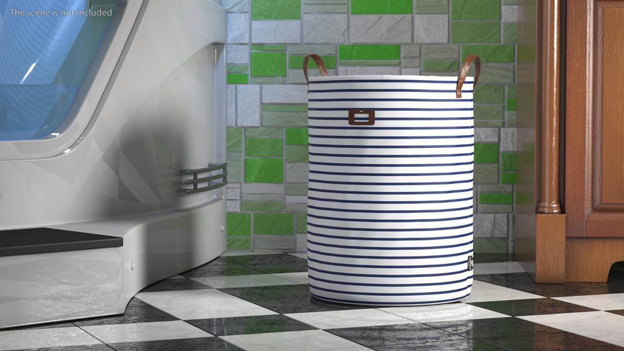 3D Laundry Basket with Lid Blue model