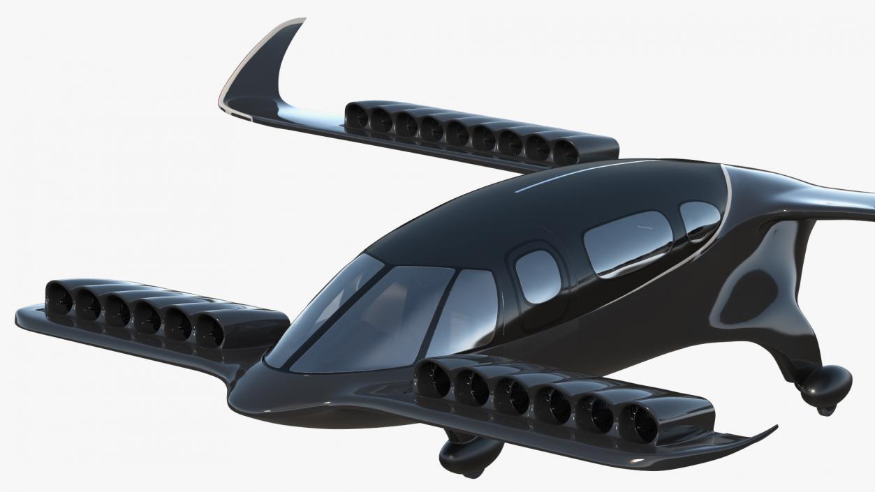 3D Air Taxi Black Rigged