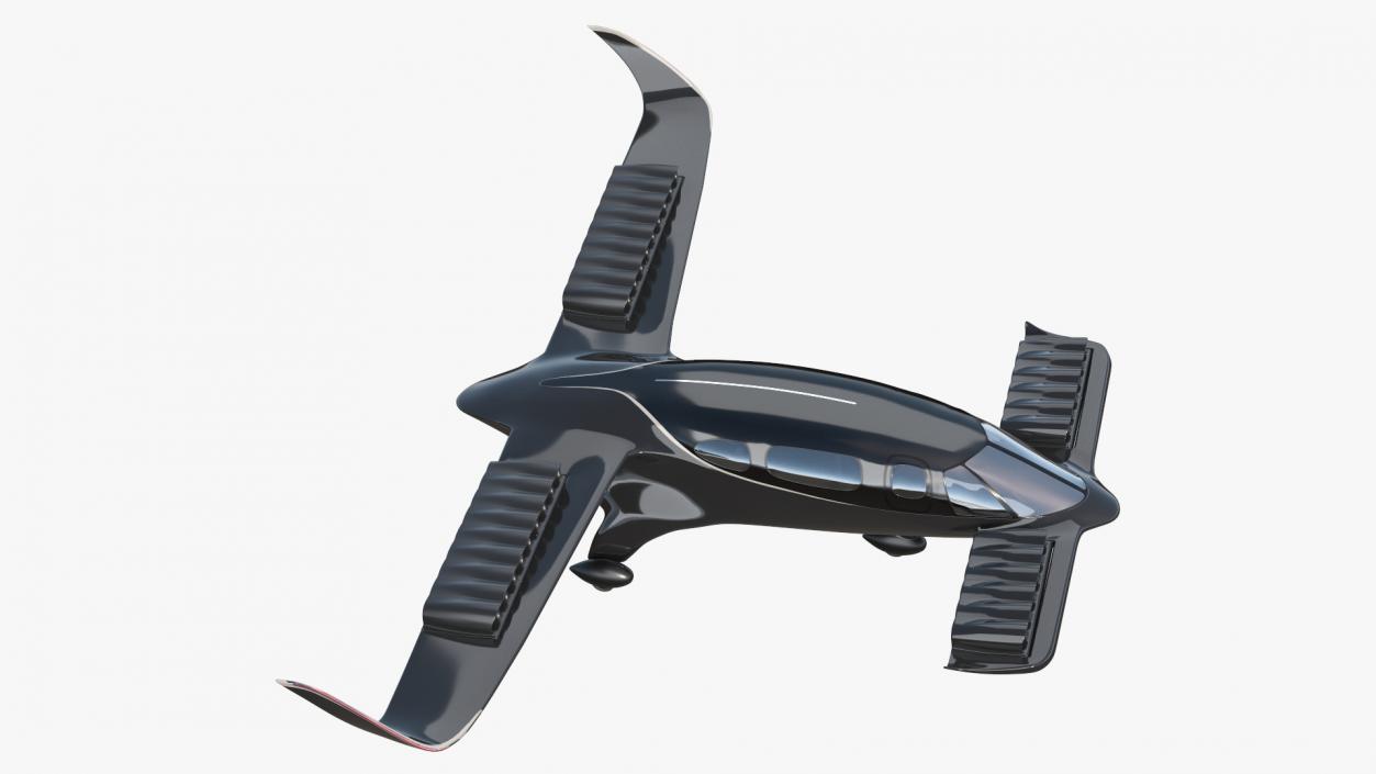 3D Air Taxi Black Rigged