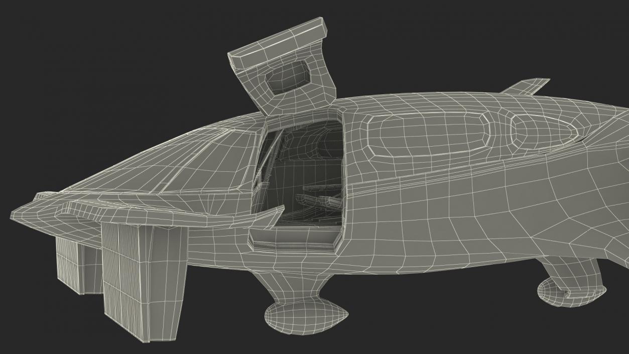 3D Air Taxi Black Rigged