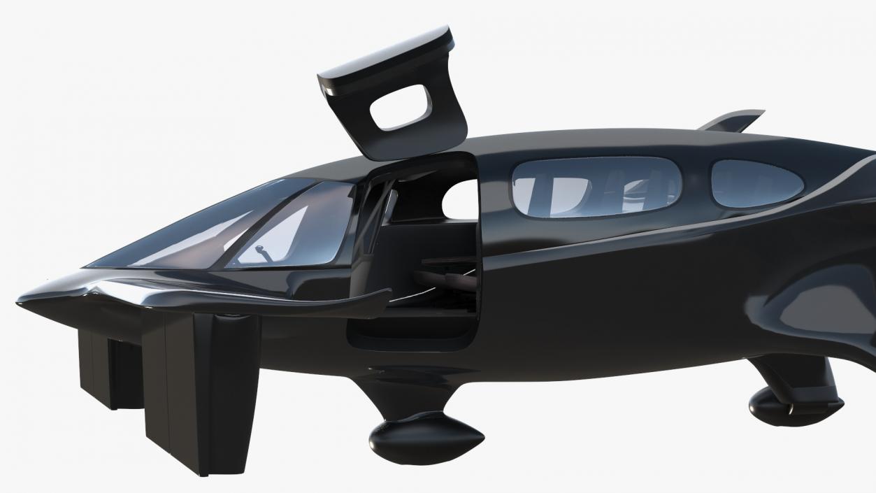 3D Air Taxi Black Rigged