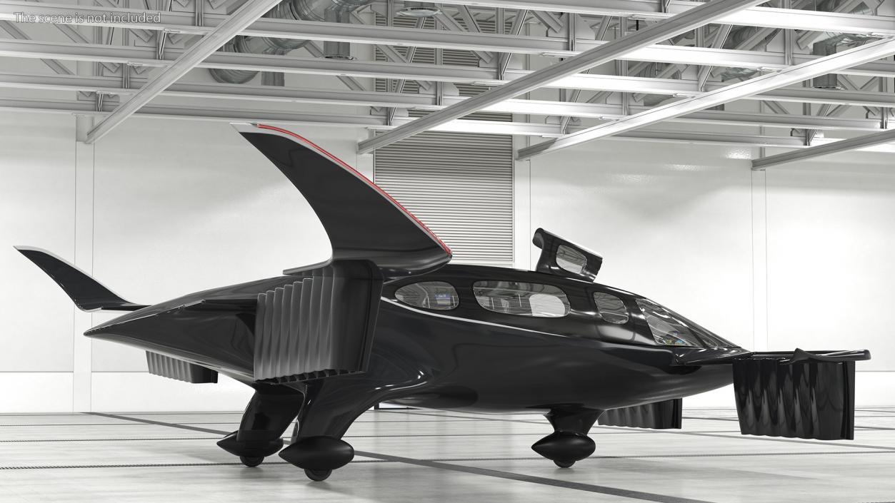 3D Air Taxi Black Rigged