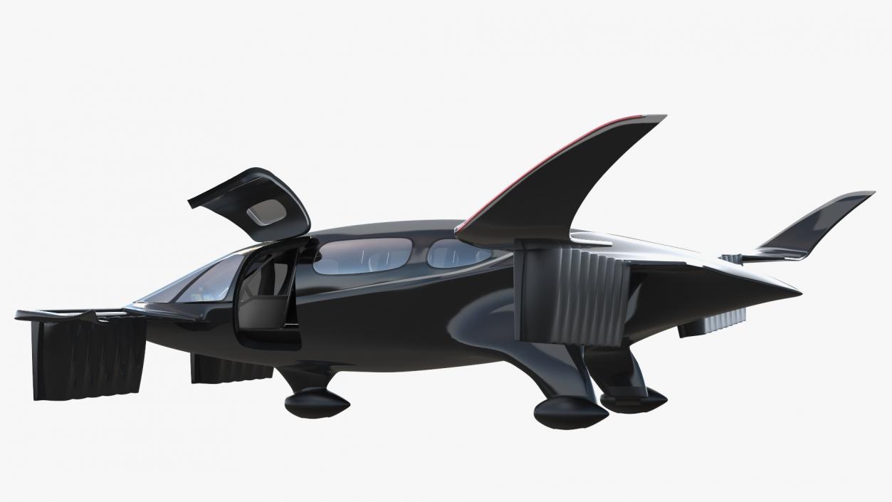 3D Air Taxi Black Rigged