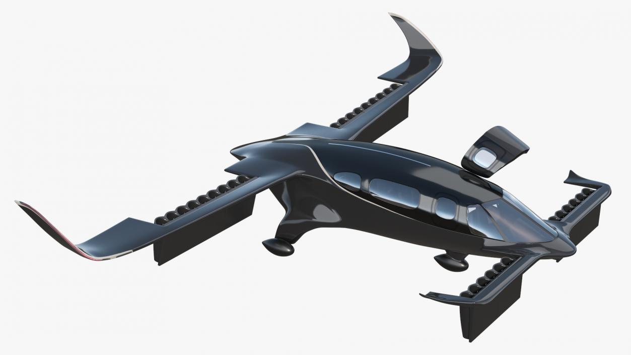 3D Air Taxi Black Rigged