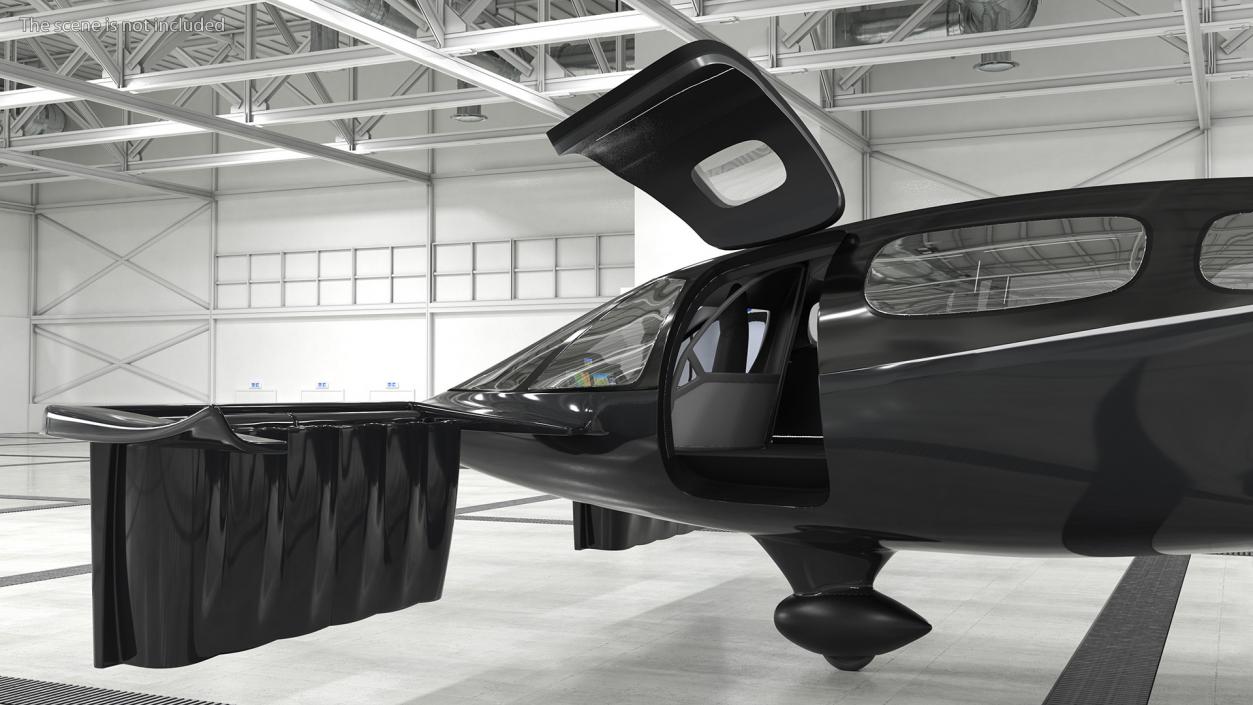 3D Air Taxi Black Rigged