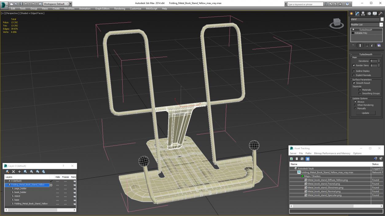 3D Folding Metal Book Stand Yellow